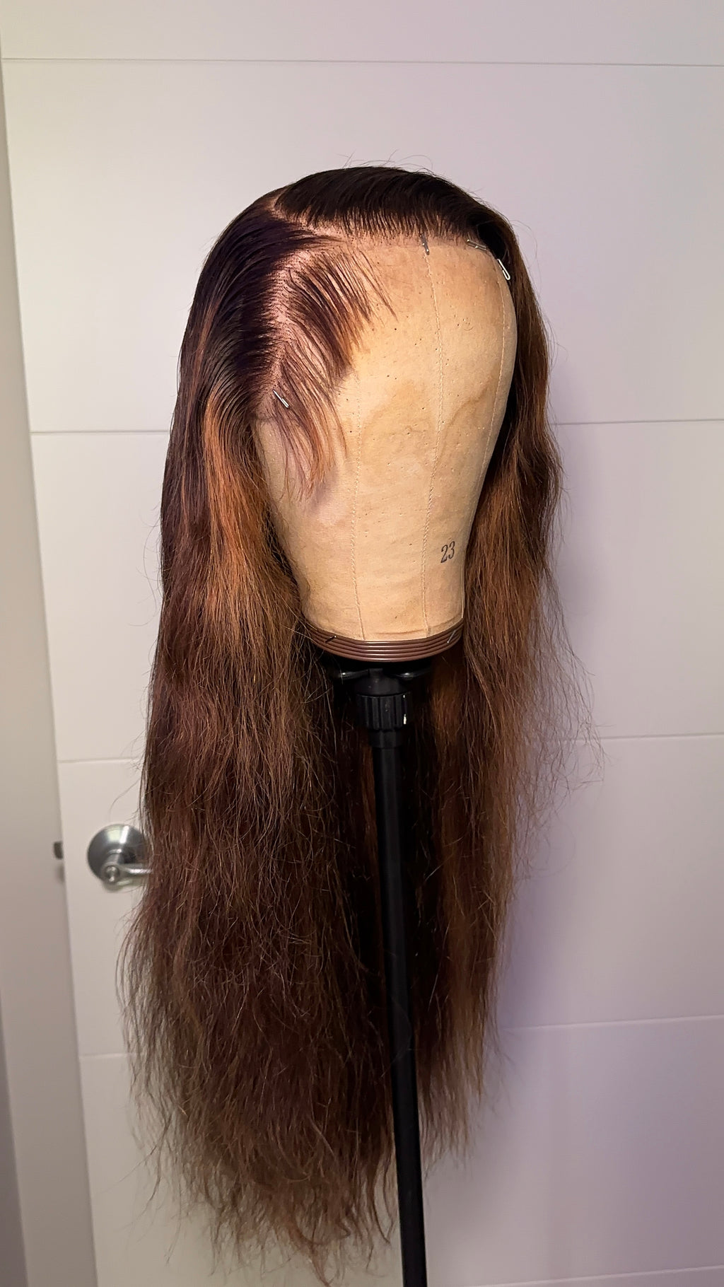 Brown Highlighted Straight Wig