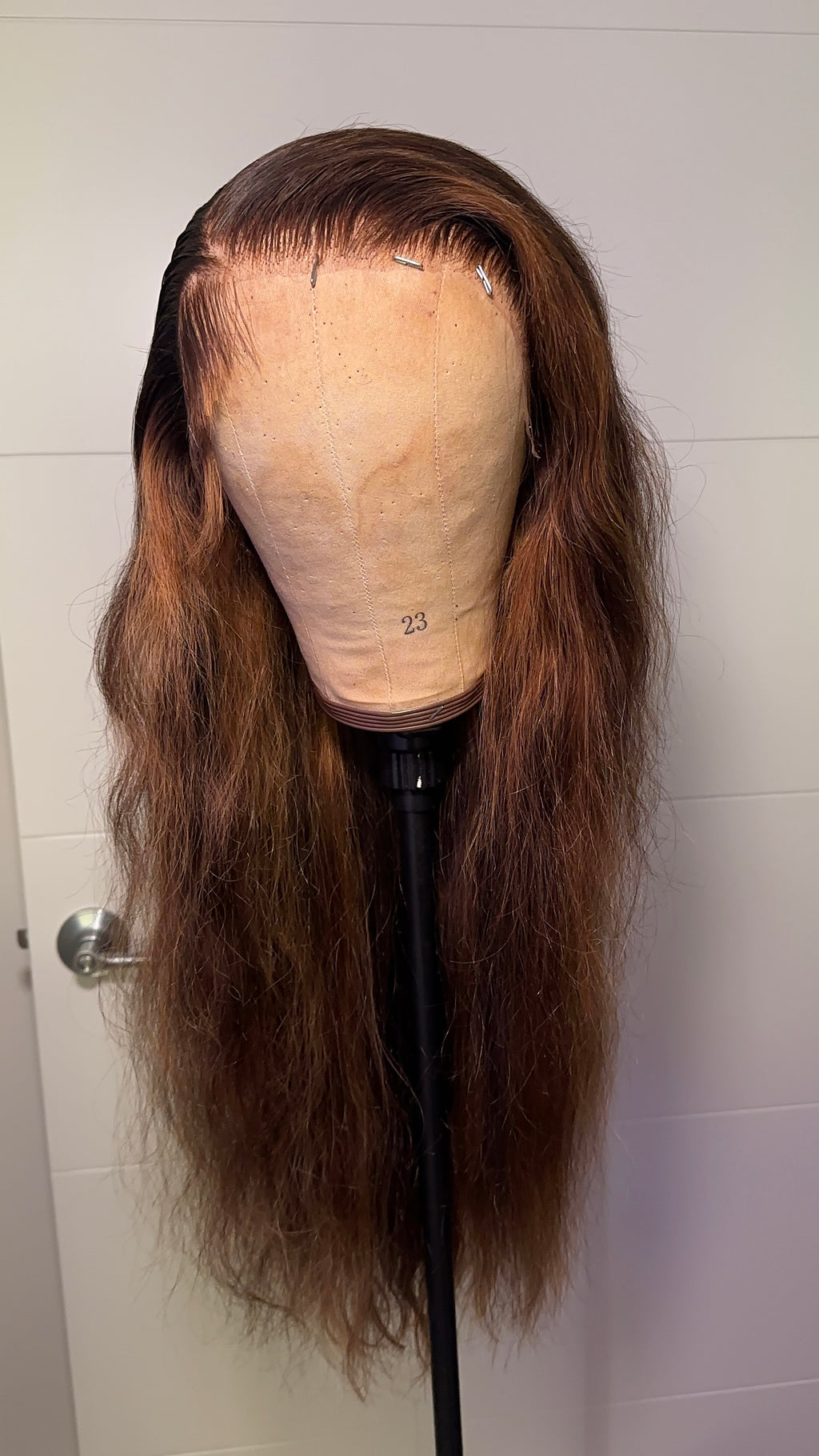 Brown Highlighted Straight Wig