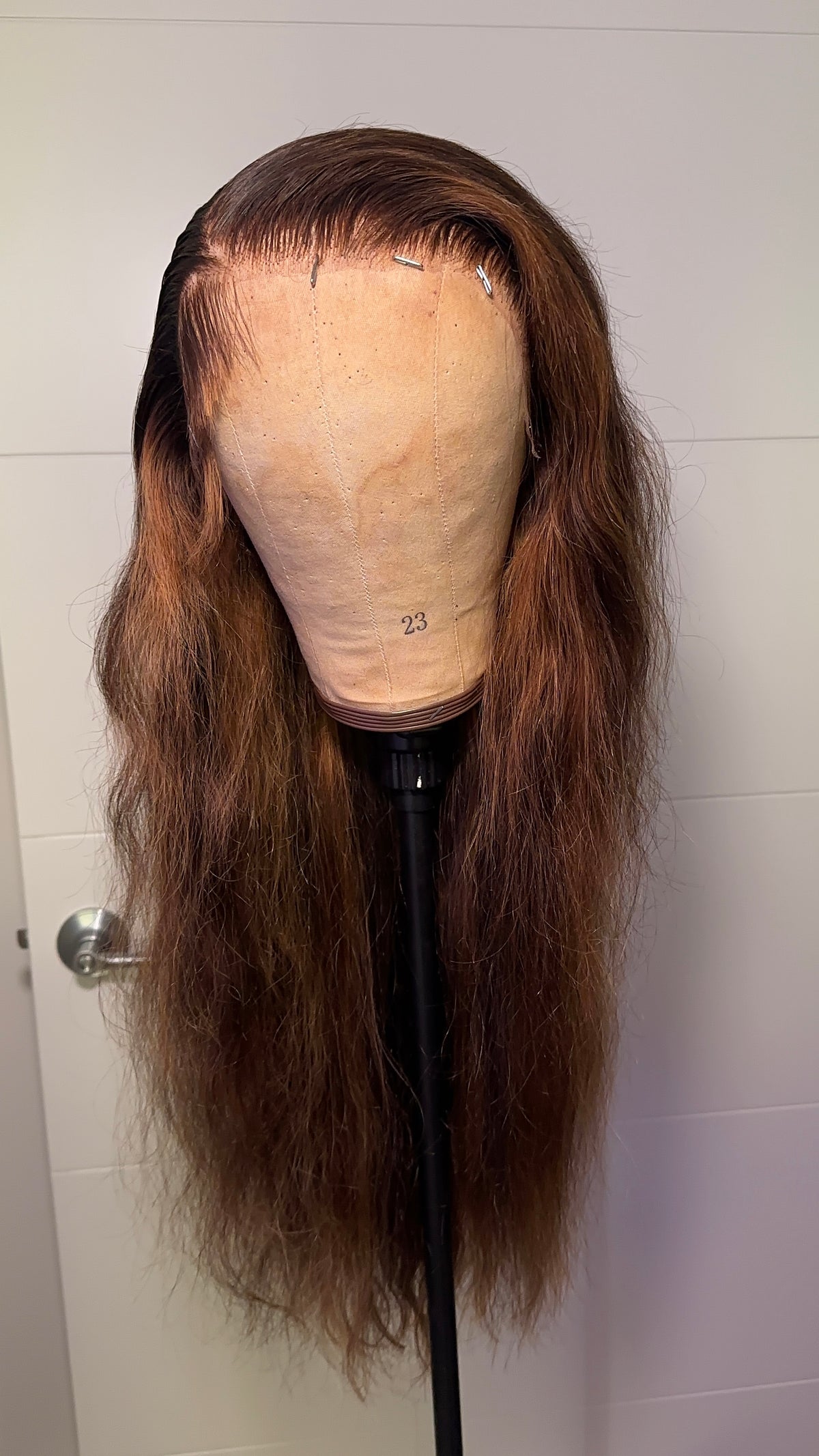 Brown Highlighted Straight Wig