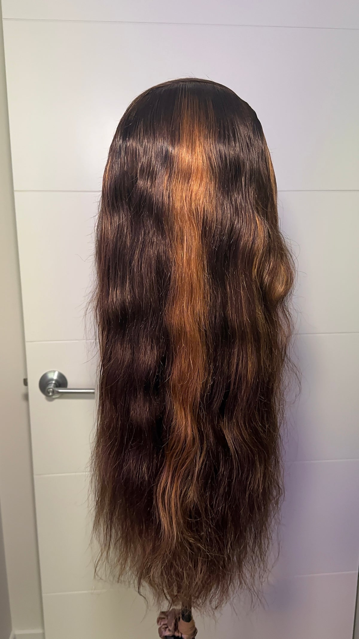Brown Highlighted Straight Wig